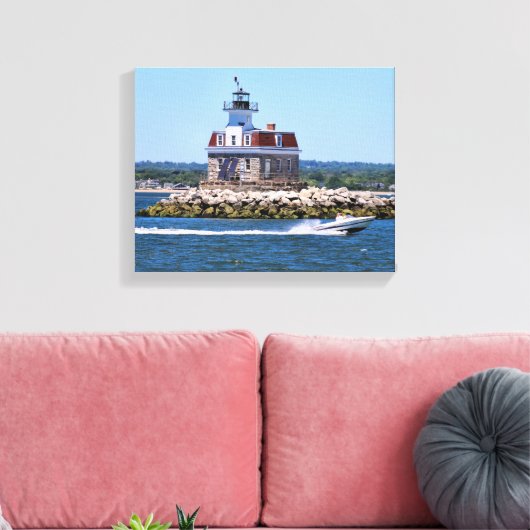 Penfield Reef Vuurtoren, Connecticut Canvas Print (Insitu (Woonkamer))