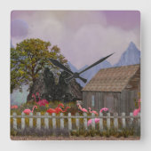 penfield roze plastic flamingo vierkante klok (Voorkant)