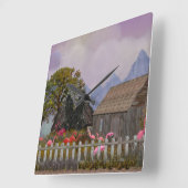 penfield roze plastic flamingo vierkante klok (Hoek)