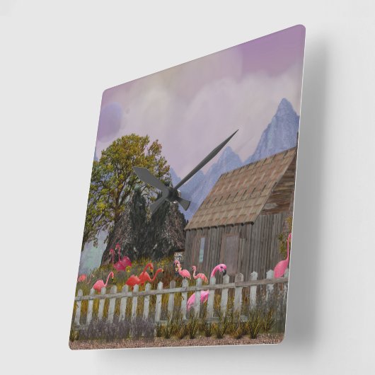 penfield roze plastic flamingo vierkante klok (Hoek)