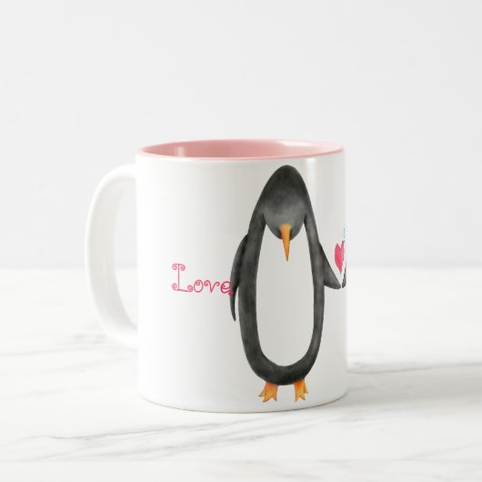 Pengin Luv Tweekleurige Koffiemok (Voorkant links)