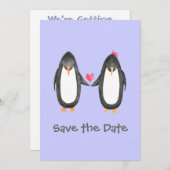 Pengin Luv Wedding Invite Save The Date (Voorkant / Achterkant)