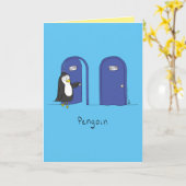 Pengoin - Wenskaart Penguin Pun Kaart (Gele Bloem)