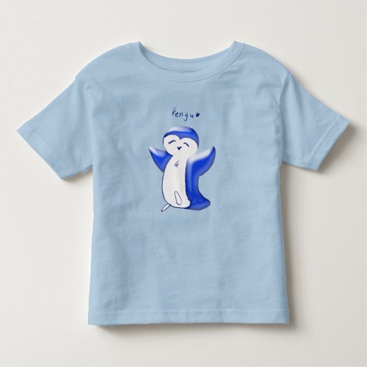 Pengu Gelukkige Pinguïn (Blauw) Peuter T-shirt (Voorkant)
