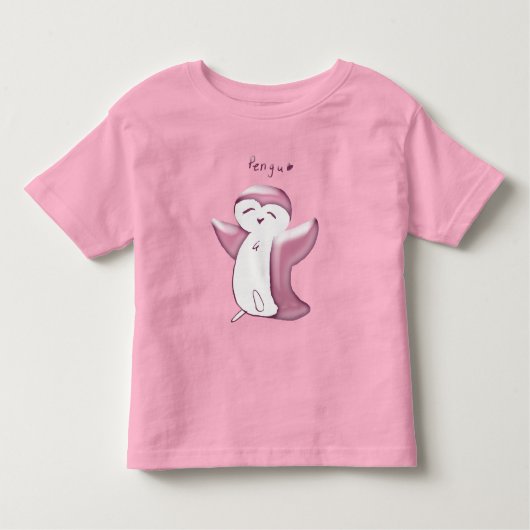 Pengu Gelukkige Pinguïn (Stofroze) Peuter T-shirt (Voorkant)