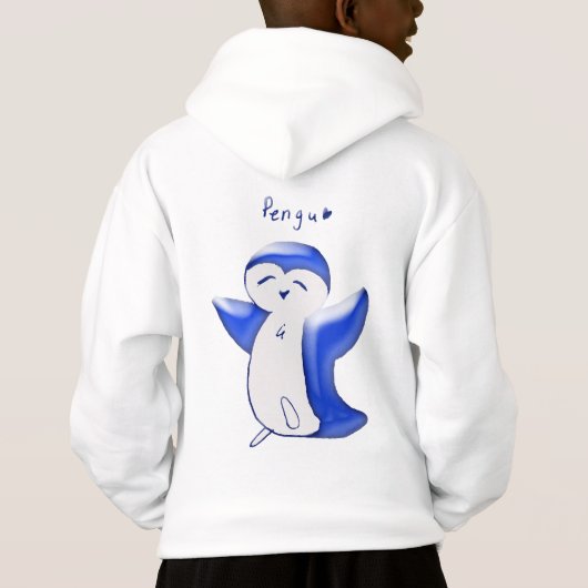 Pengu Happy Penguin Fun Club (Blue-W) Kinder Hoodi (Achterkant)