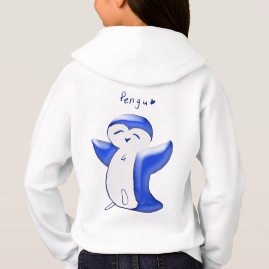 Pengu Happy Penguin Fun Club (Blue-W) Kinder Hoodi (Achterkant)