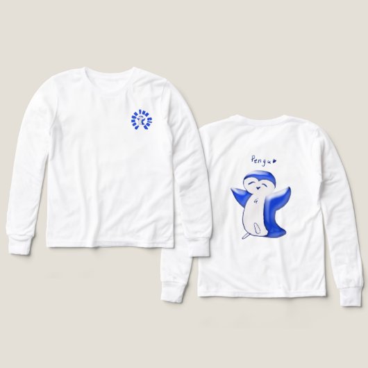 Pengu Happy Penguin Fun Club (Blue-W) Long-sleeve (Voorkant /achterkant)
