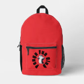 Pengu Happy Penguin Fun Club (Zwart-Rood) Kinder Bedrukte Rugzak (Voorkant)