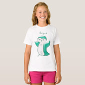 Pengu Happy Penguin (Groen) Kinder T-shirt (Voorkant volledig)