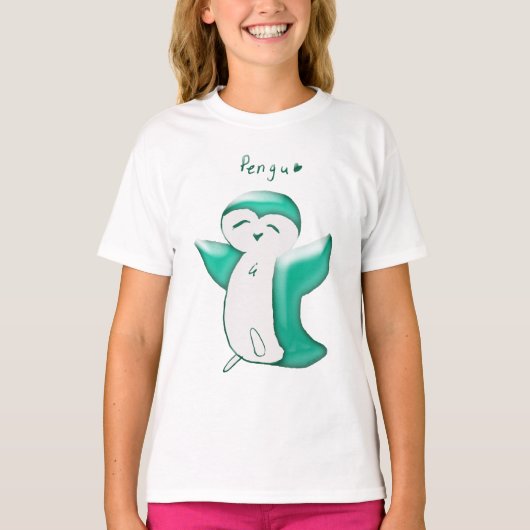 Pengu Happy Penguin (Groen) Kinder T-shirt (Voorkant)