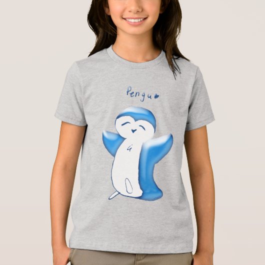 Pengu Happy Penguin (LtBlue) Kinder Tshirt (Voorkant)
