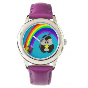 pengu pinguïn met regenboogpols horloge