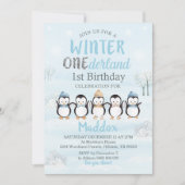 Penguin 1e verjaardag uitnodiging Winter Onederlan (Voorkant)