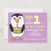 Penguin 1st Birthday Invitation, Birthday Party Kaart (Voorkant)