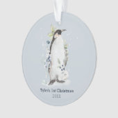 Penguin 1st Christmas Blue Gepersonaliseerd Orname Ornament (voorkant)