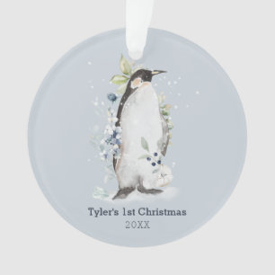 Penguin 1st Christmas Blue Gepersonaliseerd Orname Ornament