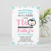 Penguin 2e verjaardag uitnodiging (Staand voorkant)