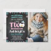 Penguin 2e verjaardag uitnodiging met foto (Voorkant)