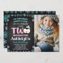 Penguin 2e verjaardag uitnodiging met foto