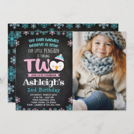 Penguin 2e verjaardag uitnodiging met foto