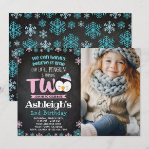 Penguin 2e verjaardag Uitnodiging met foto