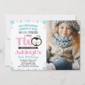 Penguin 2e verjaardag uitnodiging met foto (Voorkant)