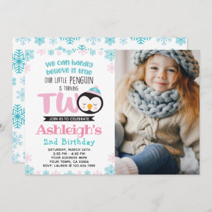 Penguin 2e verjaardag Uitnodiging met foto