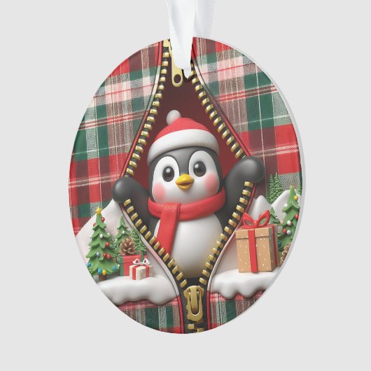 Penguin 3D Christmas Ceramic Ornament (voorkant)