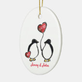 Penguin 40th ruby bruiloft keramisch ornament (Links)