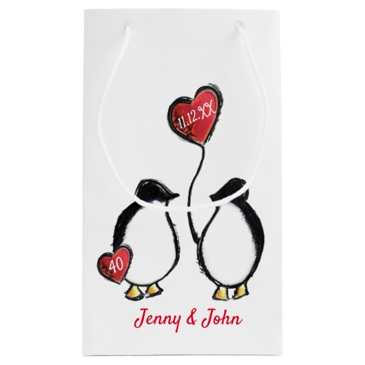 Penguin 40th ruby bruiloft klein cadeauzakje (Achterkant)