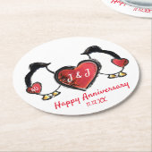 Penguin 40th ruby bruiloft ronde kartonnen onderzetter (Gebogen)