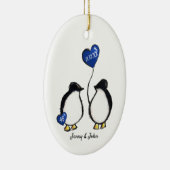 Penguin 45th sapphire bruiloft keramisch ornament (Rechts)
