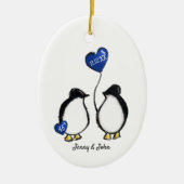Penguin 45th sapphire bruiloft keramisch ornament (Voorkant)