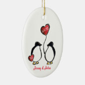 Penguin 50e gouden trouwdag keramisch ornament (Rechts)