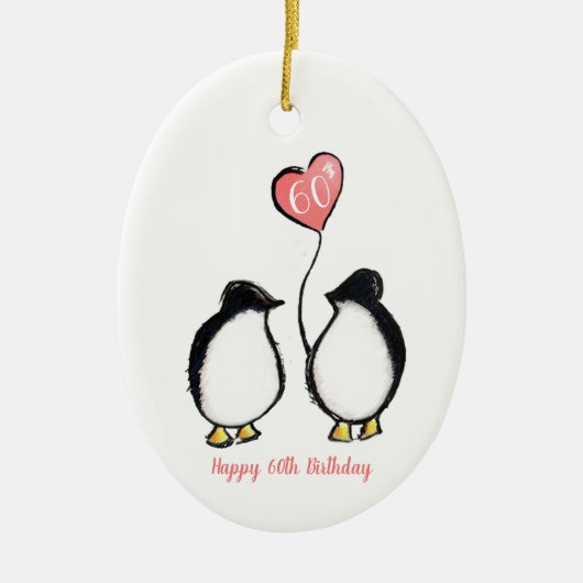 Penguin 60ste verjaardag van de vrouw keramisch ornament (Voorkant)