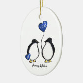 Penguin 65th sapphire bruiloft keramisch ornament (Links)