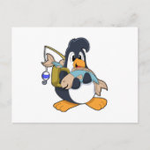 Penguin als Angler met vis Briefkaart (Voorkant)