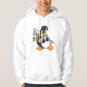 Penguin als Angler met vis Hoodie (Voorkant)