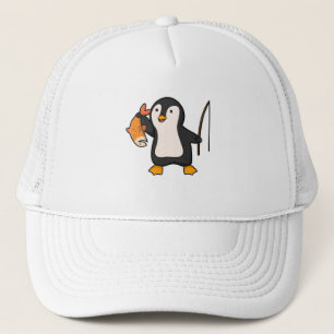 Penguin als Angler met vis Trucker Pet