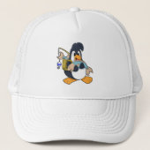 Penguin als Angler met vis Trucker Pet (Voorkant)