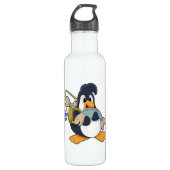 Penguin als Angler met vis Waterfles (Voorkant)