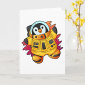 Penguin als astronaut in Suit Kaart (Gele Bloem)