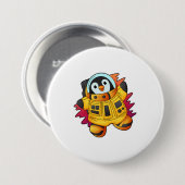 Penguin als astronaut in Suit Ronde Button 7,6 Cm (Voorkant /achterkant)