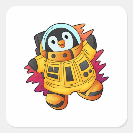 Penguin als astronaut in Suit Vierkante Sticker (Voorkant)