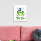 Penguin als astronaut met kostuum canvas afdruk (Insitu (Woonkamer))