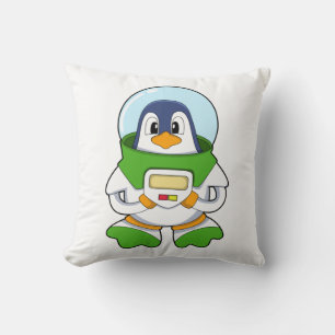 Penguin als astronaut met kostuum kussen