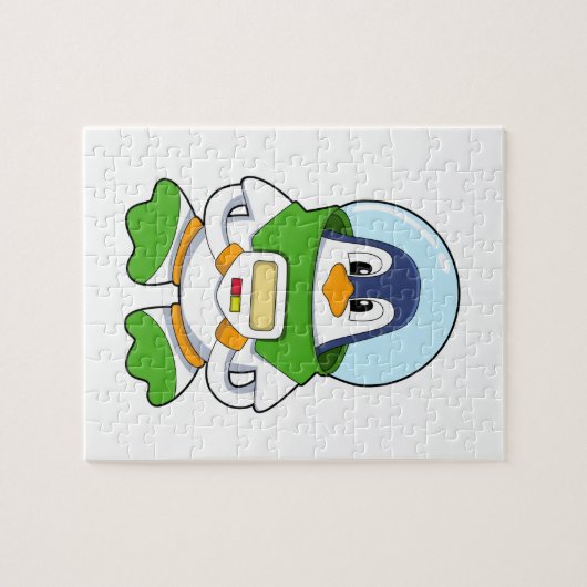 Penguin als astronaut met kostuum legpuzzel (Horizontaal)