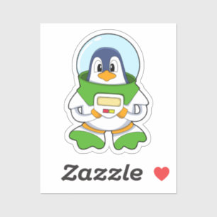 Penguin als astronaut met kostuum sticker