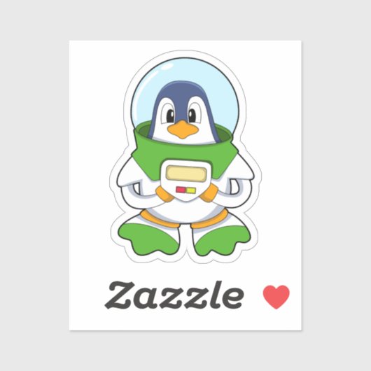 Penguin als astronaut met kostuum sticker (Vel)